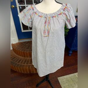 Knox Rose  pin striped dress with embroidery detail Size X Small